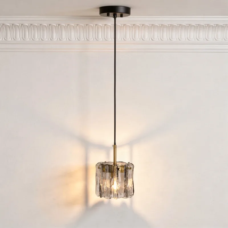 Odila Luxe Textured Water-Ripple Glass Metal Pendant Chandelier - Image 2