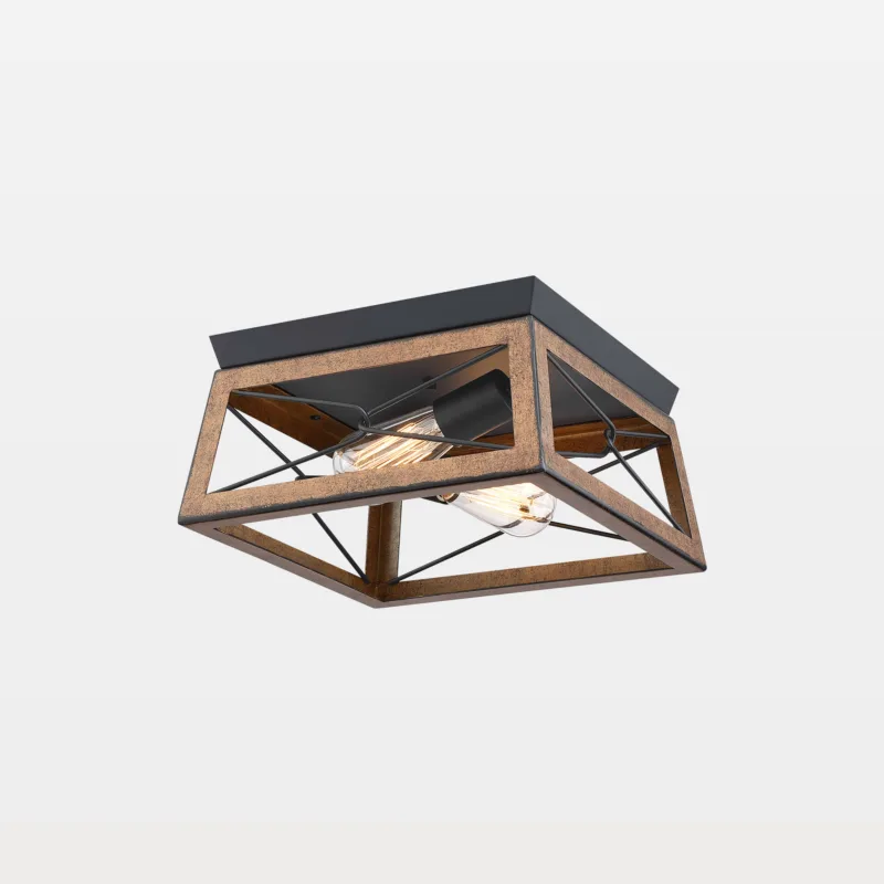 Rydon 2-Light Industrial Farmhouse Cage Flush Mount Light