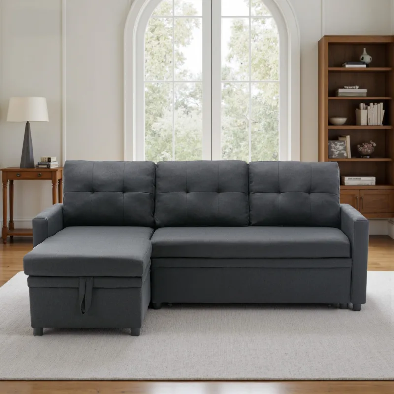 Louiza L-Shaped Pull Out Sleeper Sofa with Hidden Storage - Image 2
