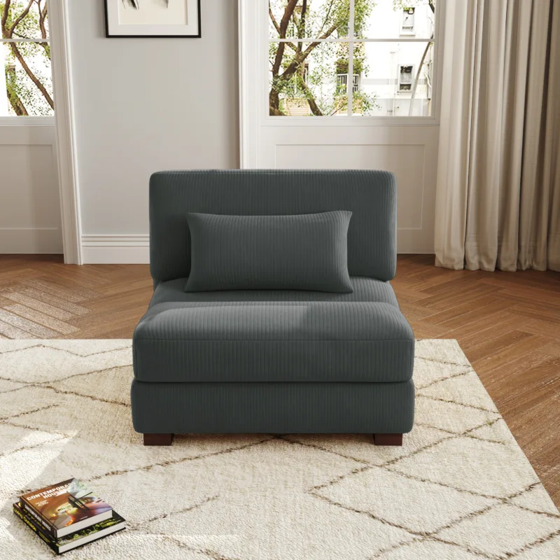 Auralyn Corduroy Upholstered Modular Armless Chair - Image 2