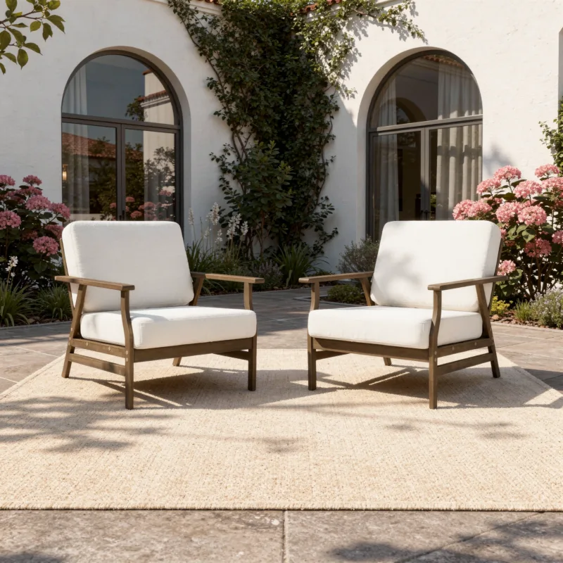 Vaila Teak Outdoor Patio Armchairs Set of 2 - Image 2