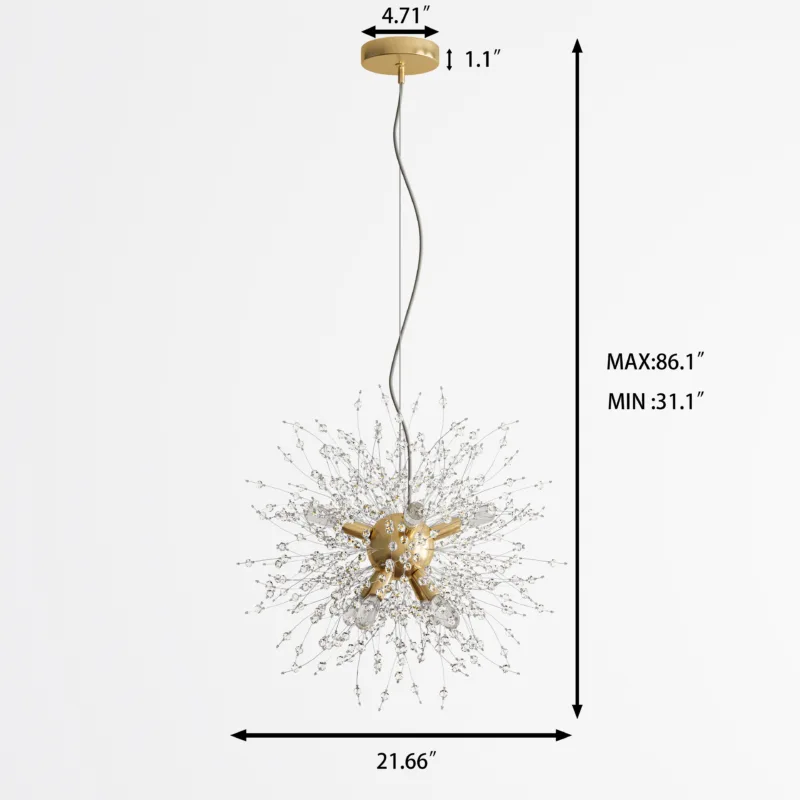 Apoline 9-Light Modern Glam Sputnik Starburst Chandelier - Image 3