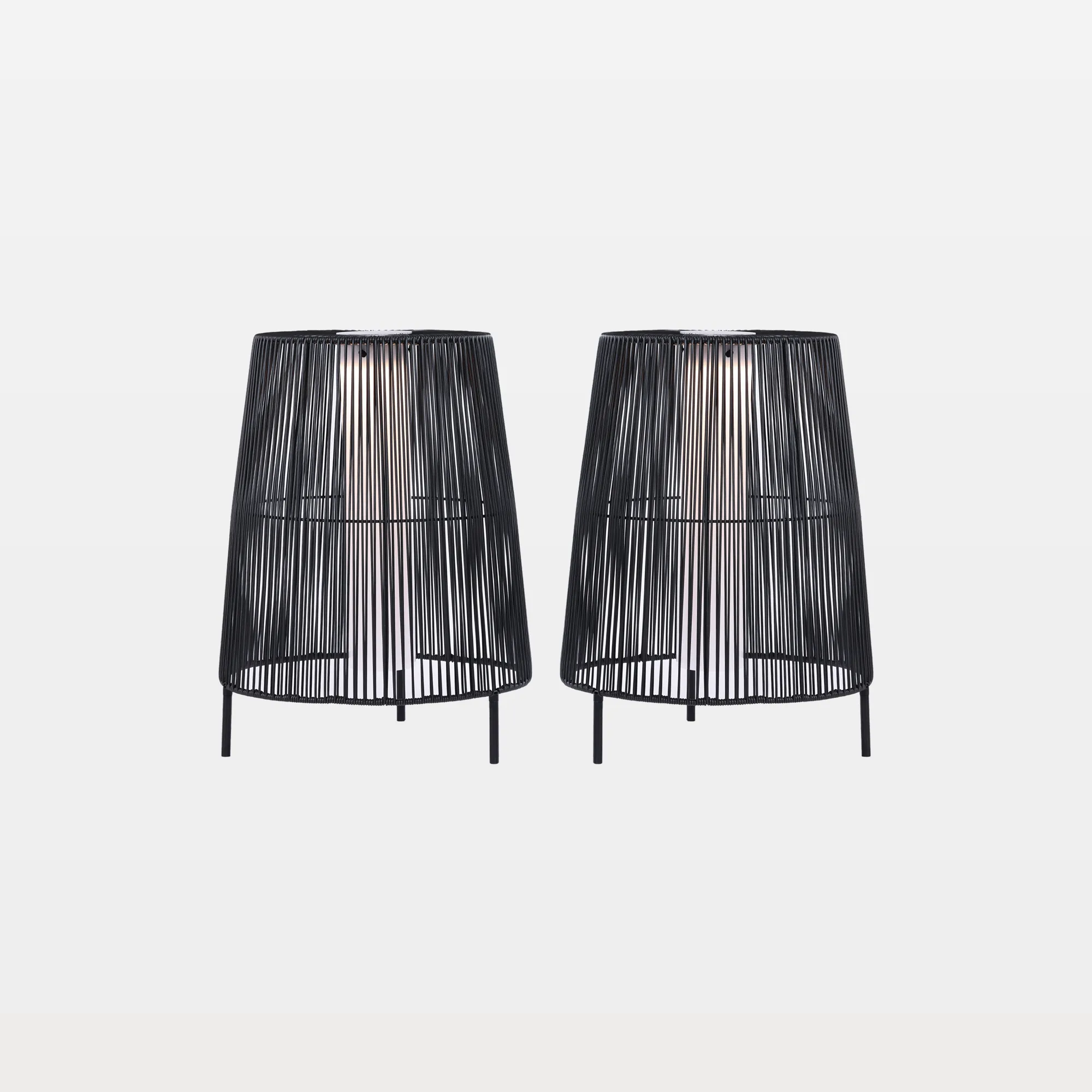 62423-MAIN Tirza Solar Powered Woven LED Outdoor Floor Lamps Set of 2 - Image 1