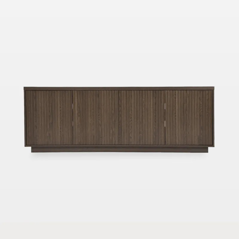 Bevan 68.5" Four-Door Wood Grain Media Console with Plinth Base