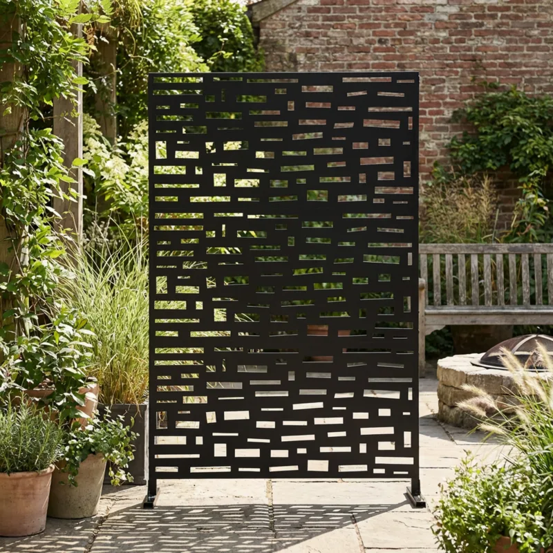 Avery 6 ft H x 4 ft W Staggered Brick Steel Outdoor Privacy Screen - Image 2