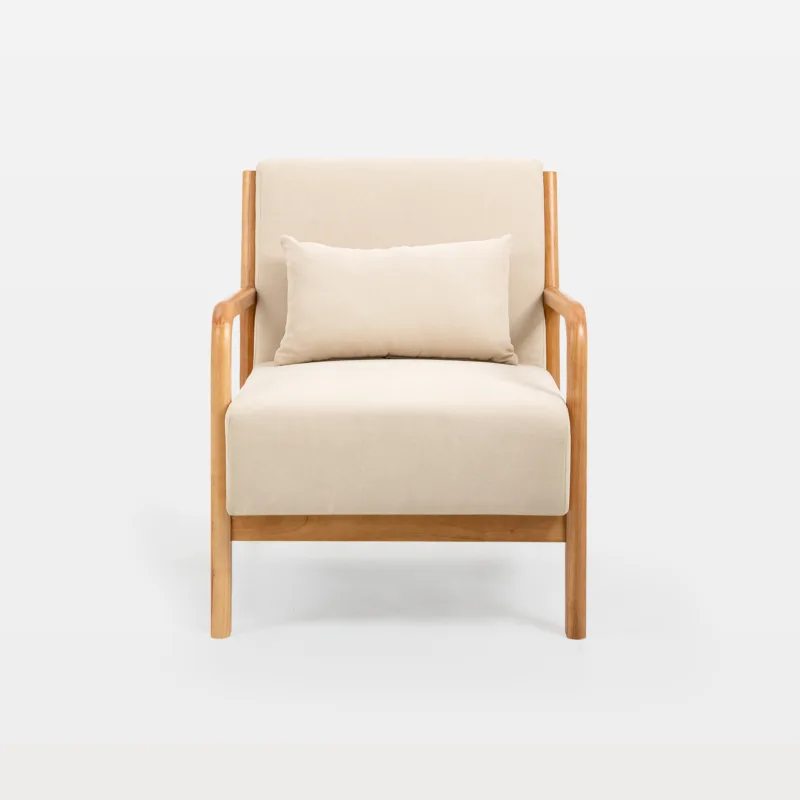 Freyda Scandi Lounge Chair with Extended Wood Back Rail