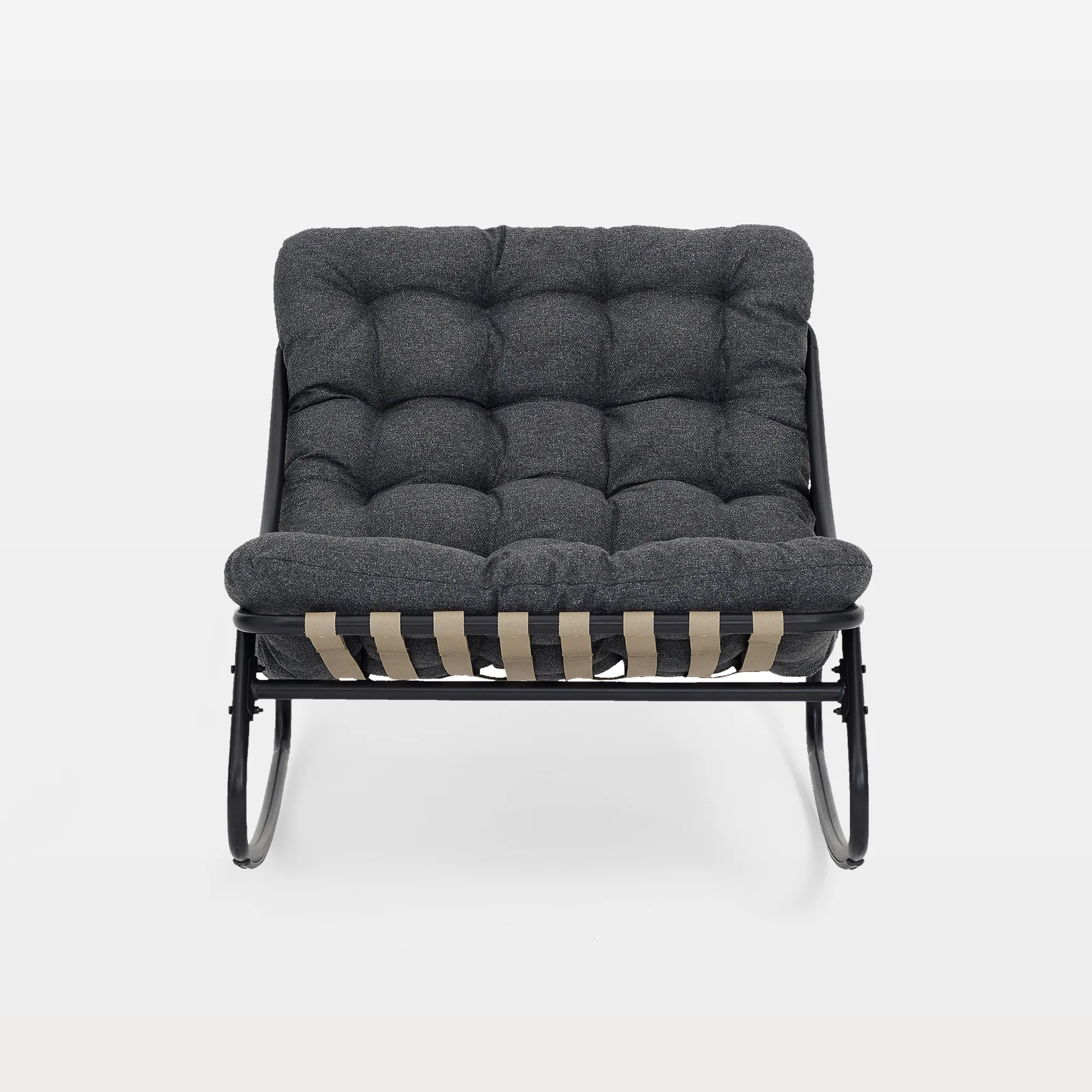 GC0001-DARK GRAY-MAIN Jory Tufted Upholstered Metal Outdoor Garden Rocking Chair - Image 1
