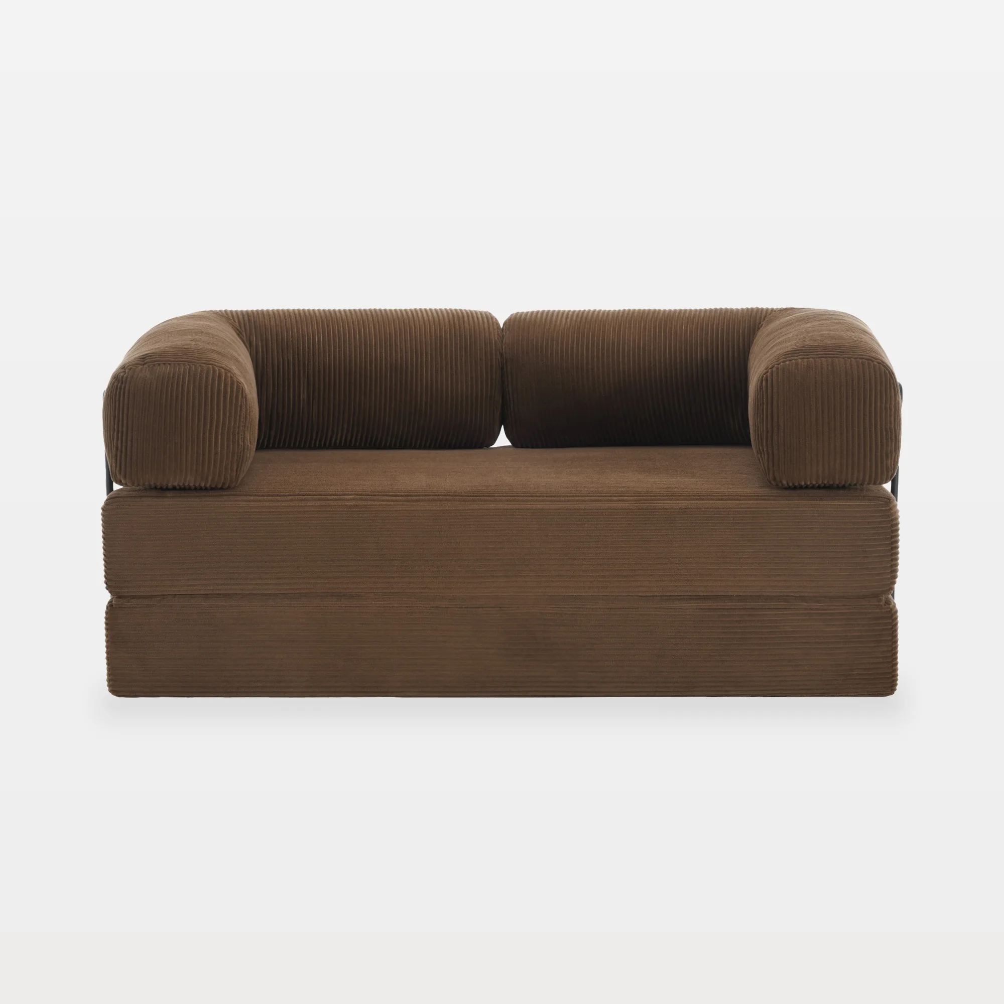 LS0011-BROWN-S-MAIN Tobey 2-in-1 Corduroy Convertible Floor Compression Modular Sofa Bed - Image 1