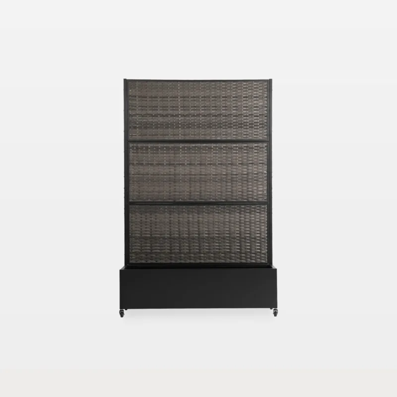 Maisie Polymer Metal Planter Box with Woven Trellis and Wheels