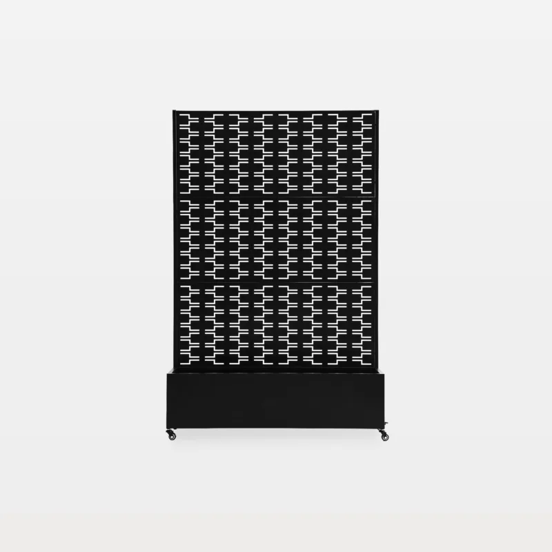 Sutson Metal Planter Box with Interlocking Fretwork Trellis and Wheels