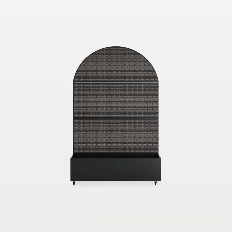 Saylor Polymer Metal Planter Box with Arch Woven Trellis and Wheels