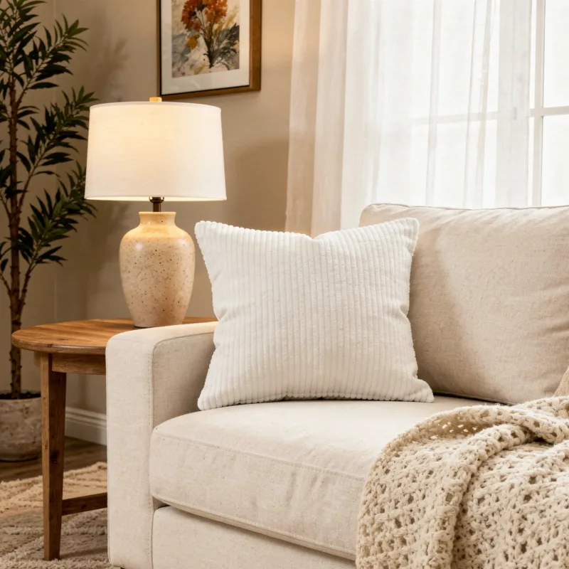 Lomie 17x17 Square Corduroy Upholstered Throw Pillow for Couch - Image 2