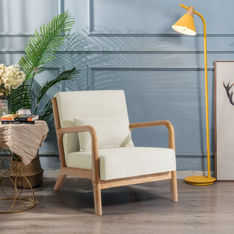 Freyda Scandi Lounge Chair with Extended Wood Back Rail - Image 2