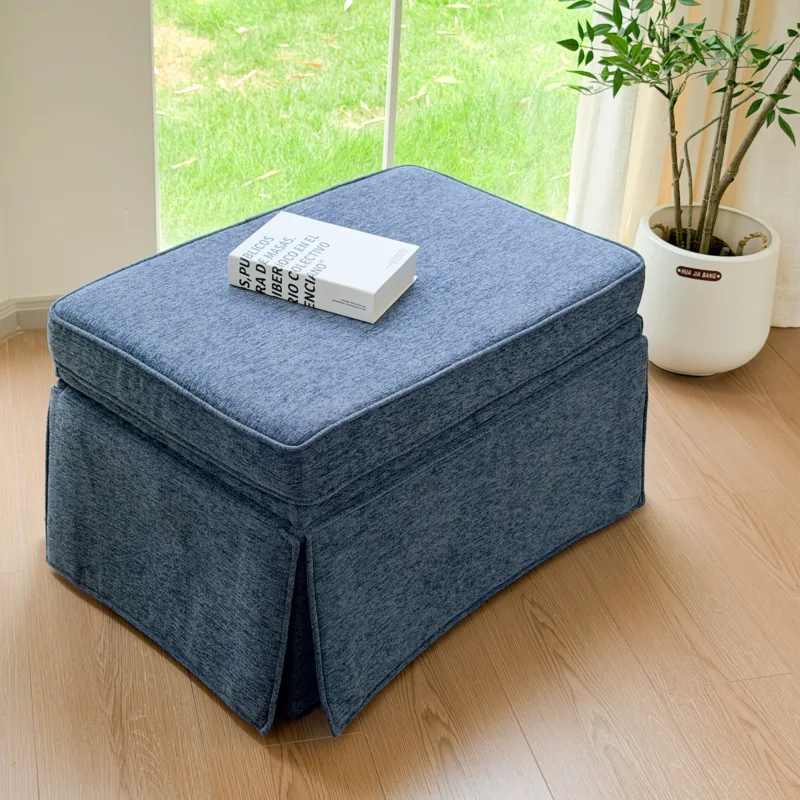 Suzie Skirted Chenille Upholstered Rectangular Storage Ottoman - Image 2
