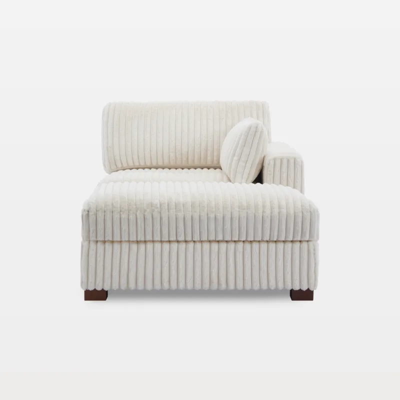 Viviane Channel Tufted Faux Fur Modular Single Arm Chaise Lounge