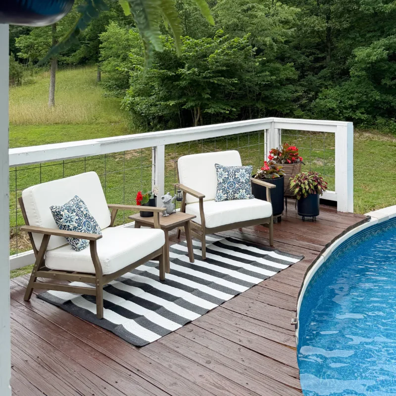 Vaila 3-Piece Teak Outdoor Armchairs & Table Set - Image 2