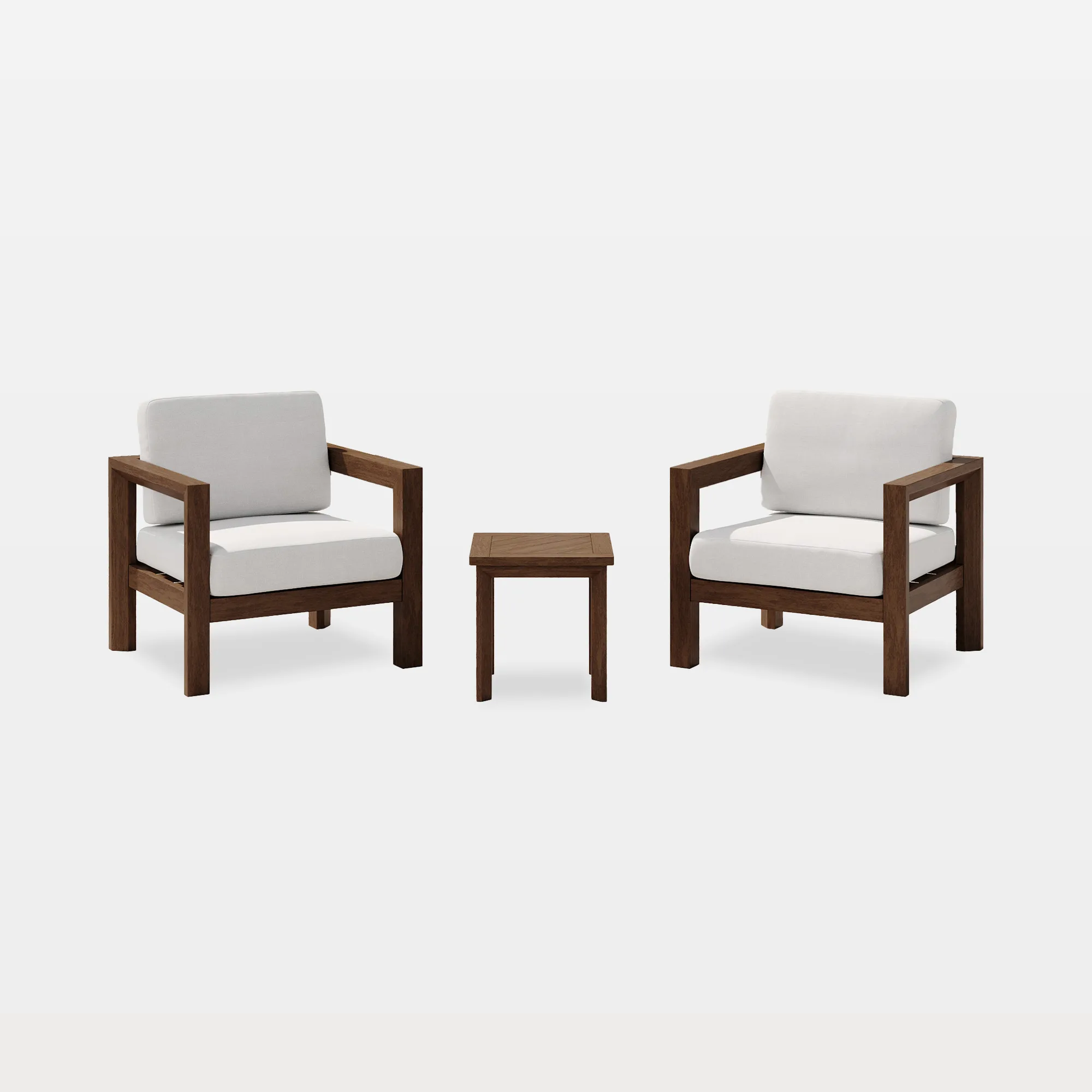 od0012-2ch-st-main Gerrick 3-Piece Square Arms Teak Outdoor Chairs & Side Table Set - Image 1