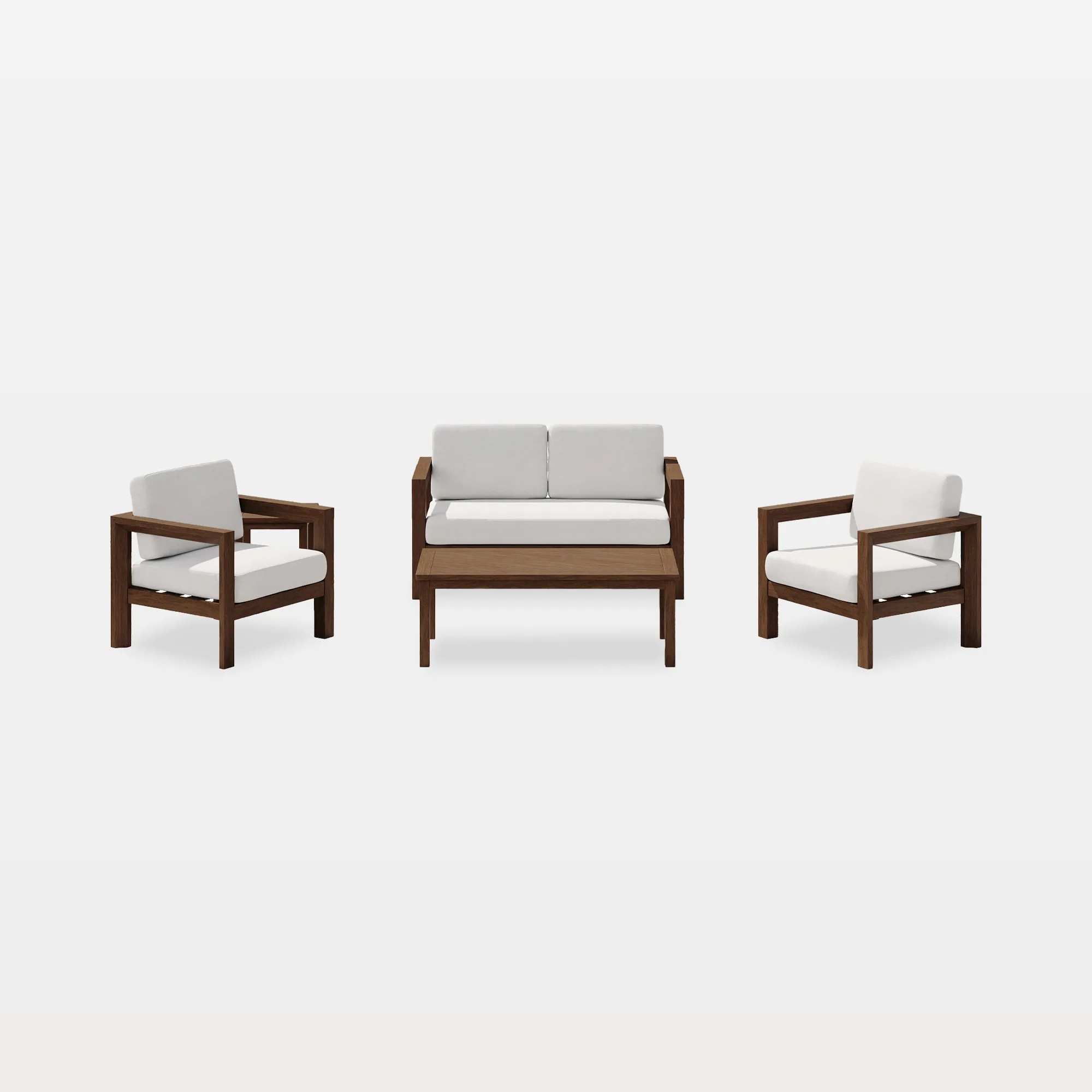 od0012-ls-2ch-st-ct-main Gerrick 5-Piece Square Arms Teak Outdoor Patio Set with Tables - Image 1