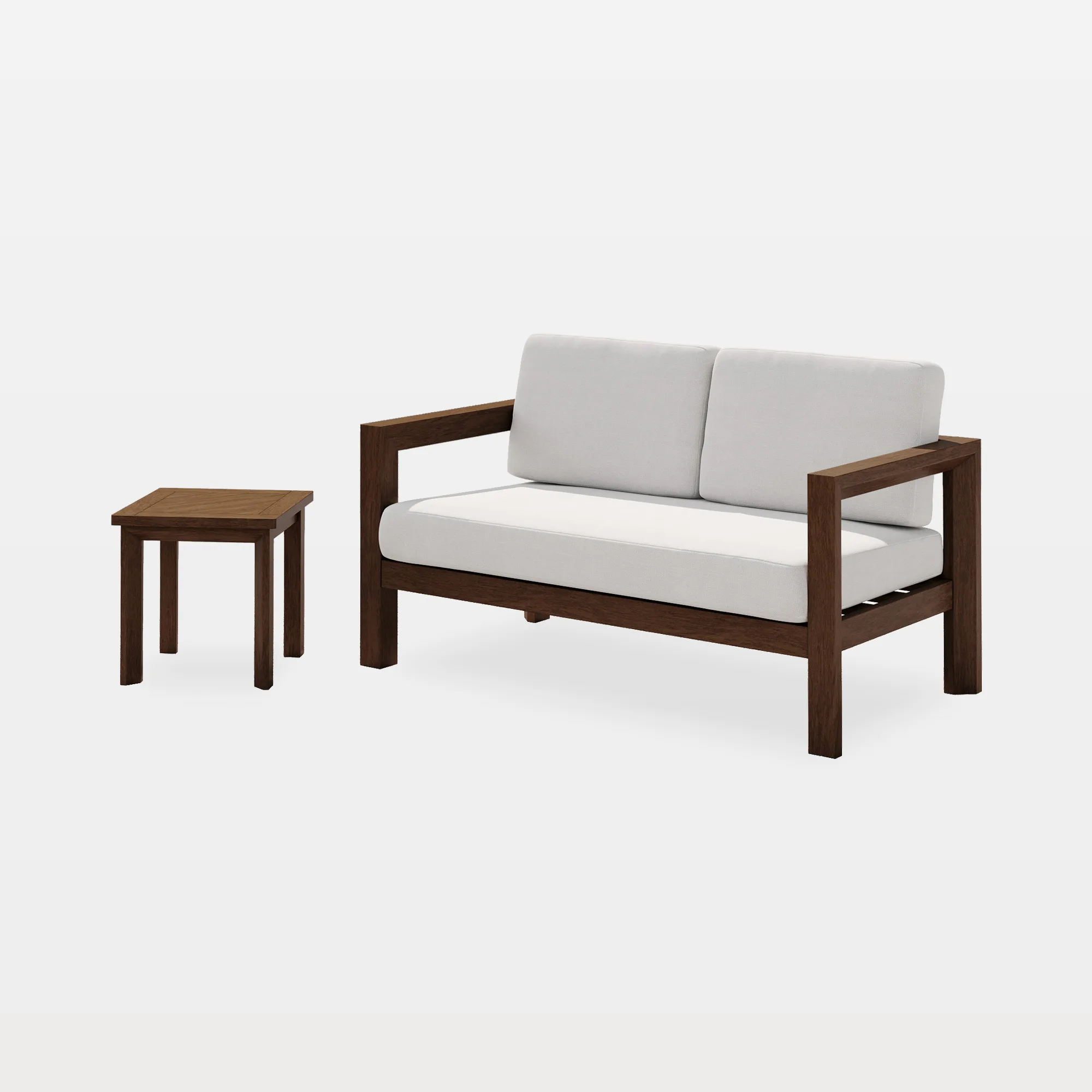 od0012-ls-st-main Gerrick 2-Piece Square Arms Teak Outdoor Loveseat Set with Table - Image 1