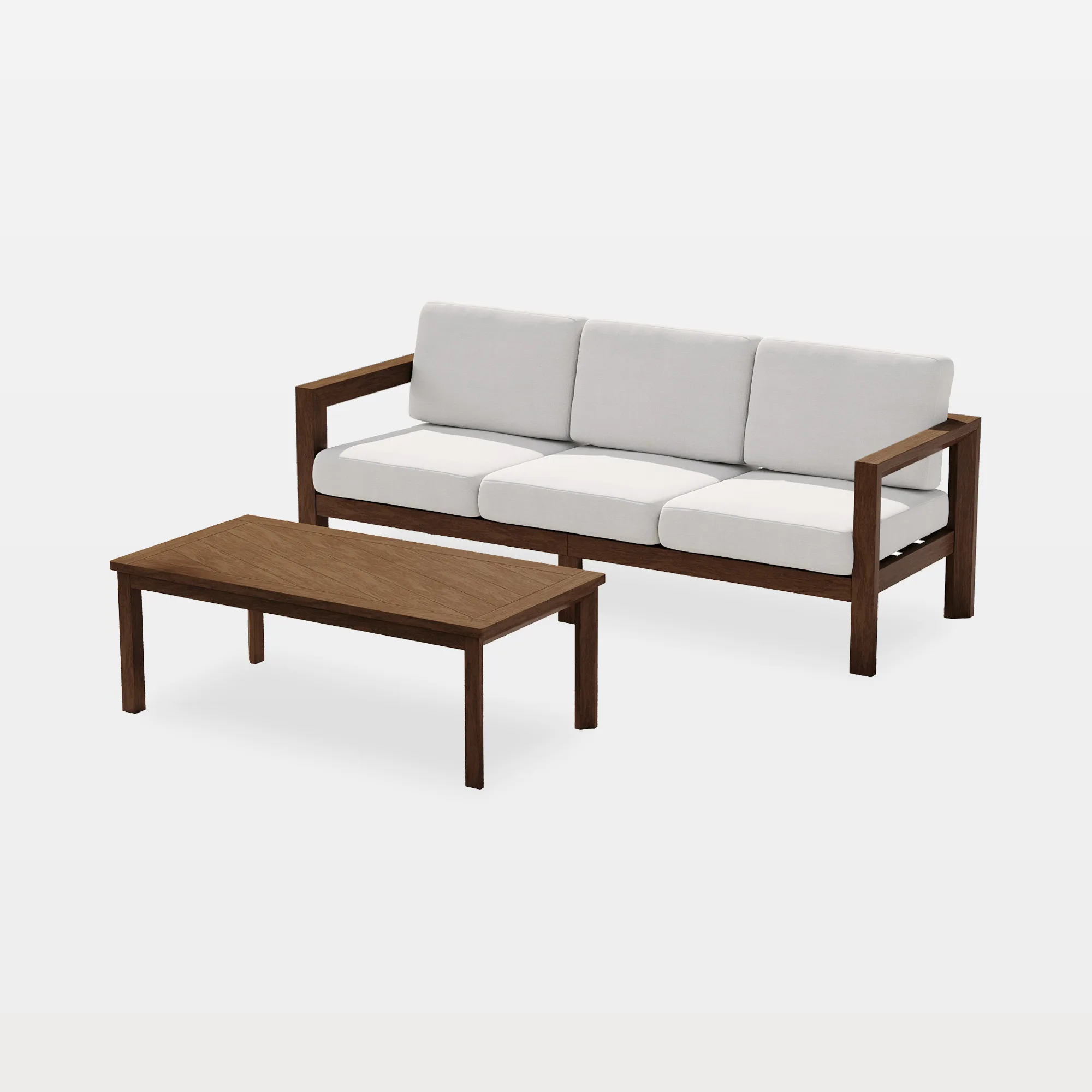 od0012-sf-ct-main Gerrick 2-Piece Square Arms Teak Outdoor Sofa Set with Table - Image 1