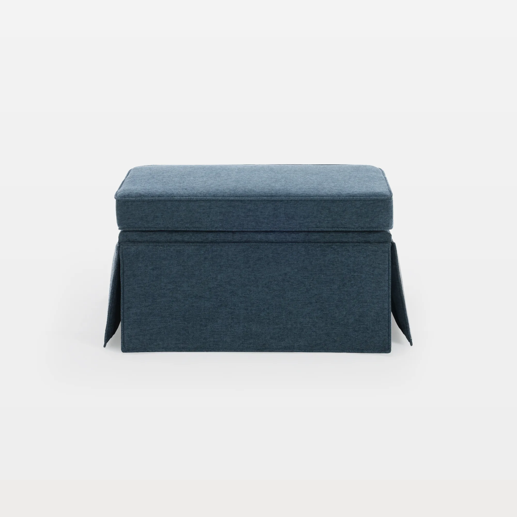 CH0073S-C-NAVY-OT-MAIN Suzie Skirted Chenille Upholstered Rectangular Storage Ottoman - Image 1
