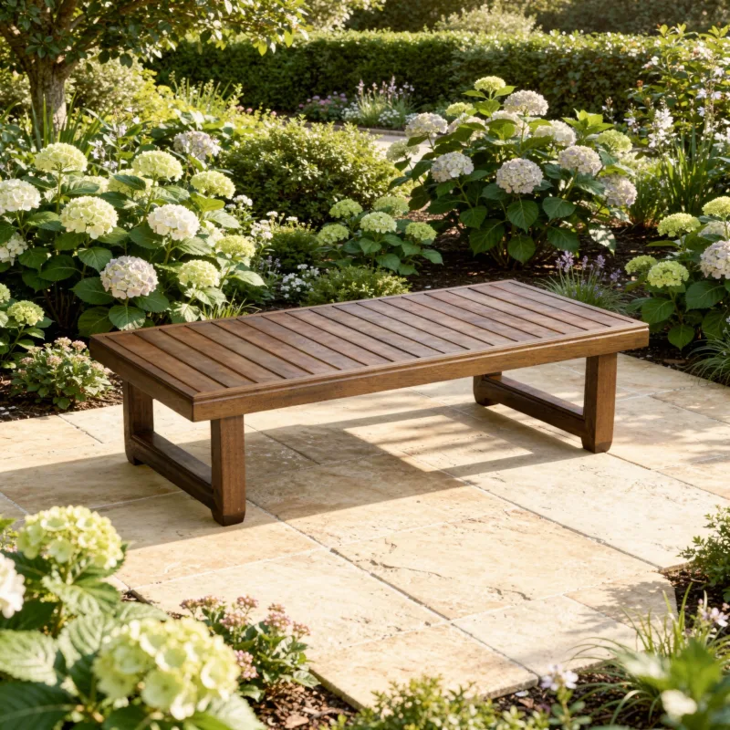 Frazer Rectangular Slatted Top Teak Outdoor Coffee Table - Image 2