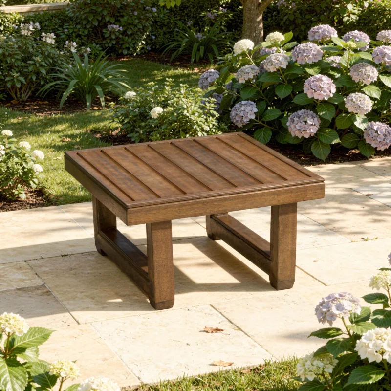 Frazer Square Slatted Top Teak Outdoor Side Table - Image 2