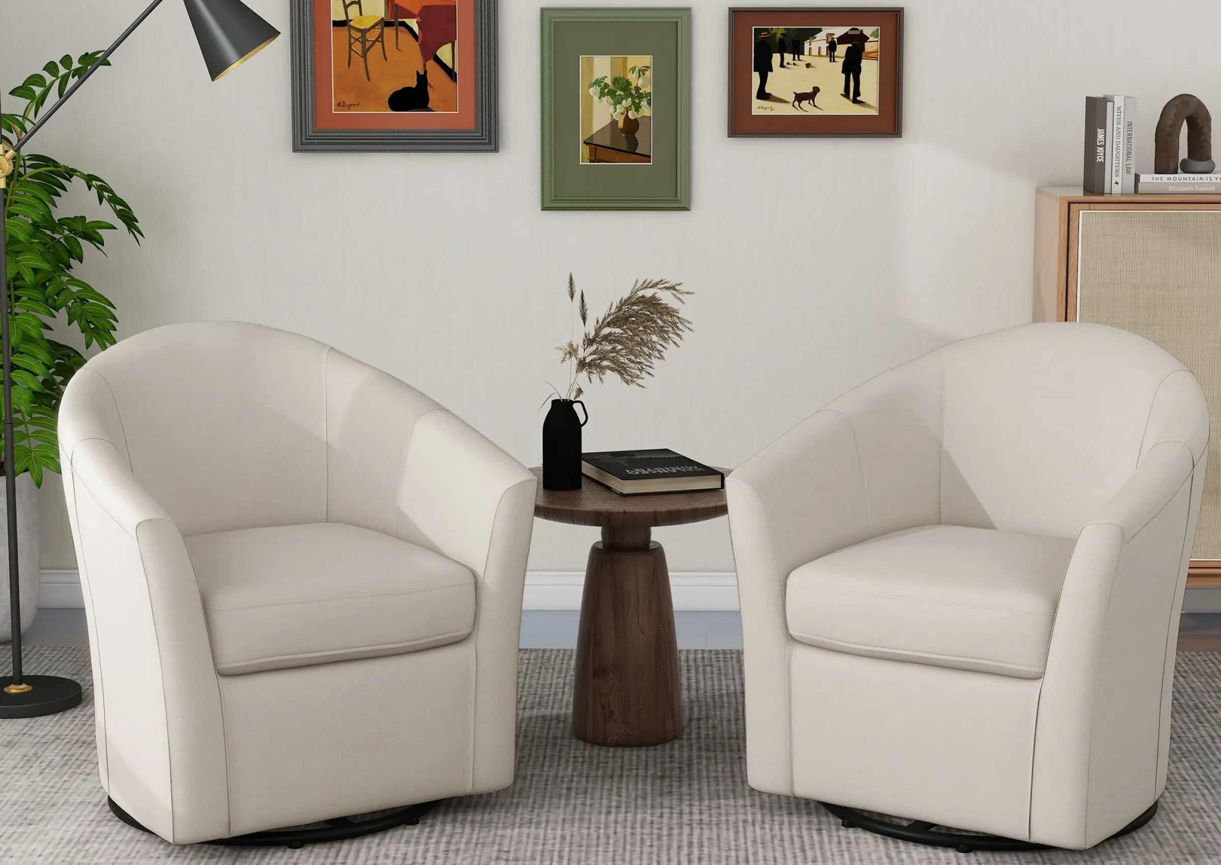 Kianor Modern Upholstered Swivel Barrel Chair - Dreamsidea